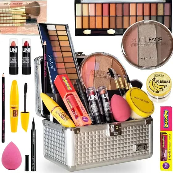 Maleta De Maquiagem Completa Ideal Para Dia A Dia E Viagem Prata