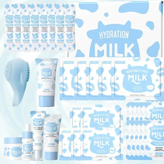 Kit De Cuidados Faciais Laikou Milk, 35 Unidades, Hidrata A