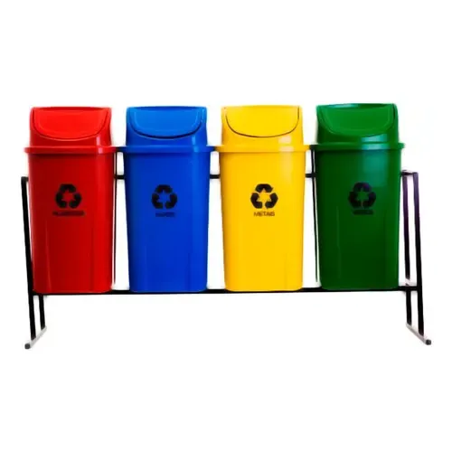 Conjunto 4 Lixeiras Para Coleta Seletiva Com Suporte Cor Sortido