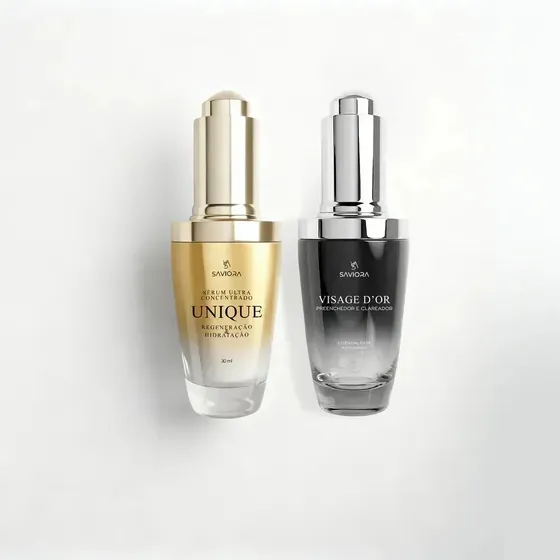 Kit Skincare Sérum Facial Visage D'or E Unique Saviora Todo Tipo De Pele Dia/noite
