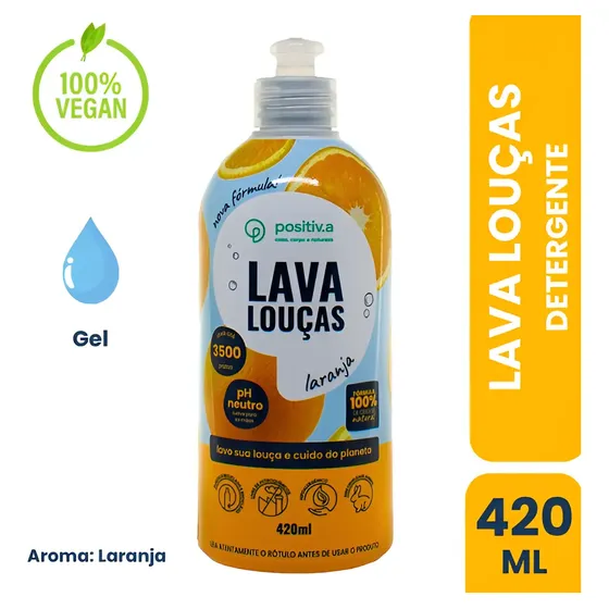 Detergente Gel Neutro Vegano Hipoalergênico 420ml Positiva