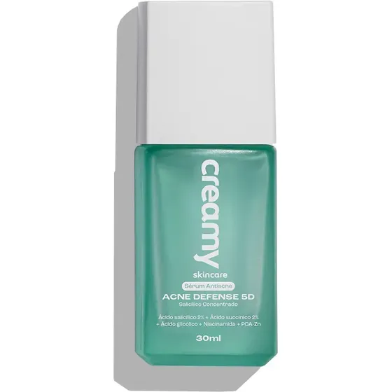 Creamy Skincare Sérum Antiacne Acne Defense 5d 30ml | Salicílico Concentrado, 5 Defesas Contra A Acne, Trata De Pele Acneica, Controla A Oleosidade, Diminui Brilho Excessivo | Uso Noturno E Diurno