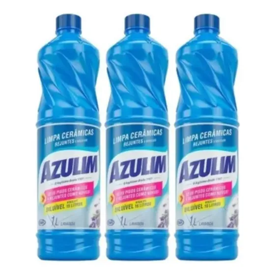 Azulim Limpa Ceramicas E Azulejos 1l Kit C/3 Un