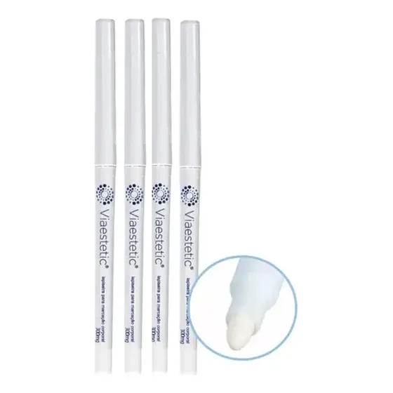 4 Unid Lápis Retrátil Marcação Corporal Branco Viaestetic Branco Matte