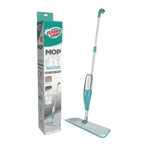 Mop Spray Fit Vassoura Rodo Magico Flash Limp Limpeza Cor Cinza/Verde