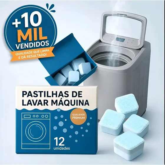 Limpa Máquina De Lavar Roupas  Pastilha Limpeza 12 Unidades