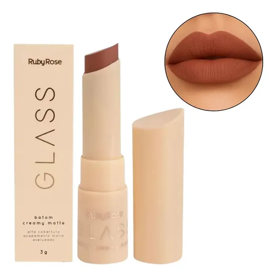 Batom Creamy Matte Glass Hbf567 Cor GL03 Ruby Rose