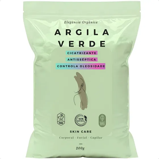 Argila Verde 200g Skincare 100% Pura Limpeza Acnes Espinhas