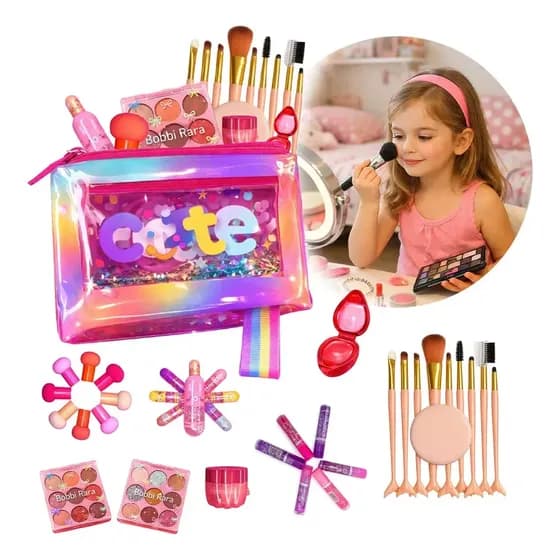Kit Maquiagem Infantil Completo Seguro Lavável Divertido Para Crianças Cores Suaves Blogueirinhas