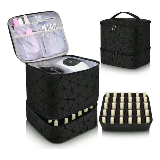 Maleta Maquiagem Profissional Esmalte Organizador Impermeáve Preto