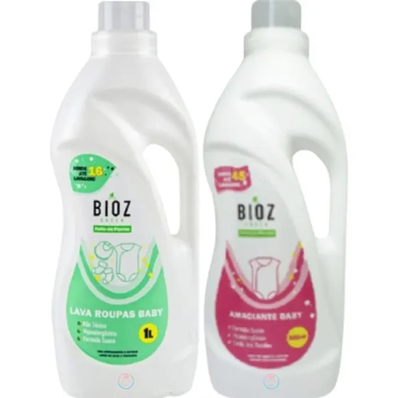 Kit Baby Lava Roupa E Amaciante Vegano Aroma Bebê Bioz Green