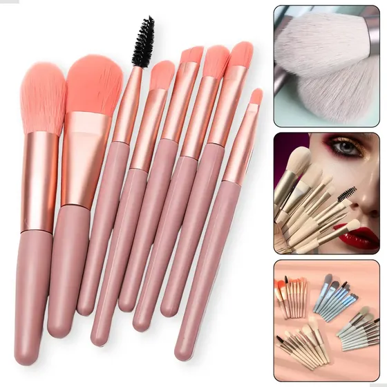 12 Kits Com 8 Mini Pincéis De Maquiagem Cada Para Bolsa Viagem Estojo Aniversário Droco Acessórios