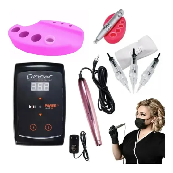 Kit Dermógrafo Profissional Cheyenne Completo Easy Click 15 Agulhas