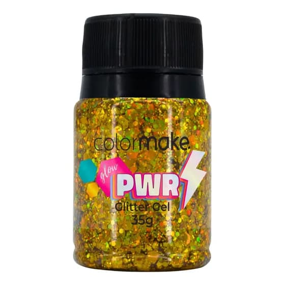 Glitter Gel Glow Power Colormake Carnaval Festa Efeito 35g - Ouro