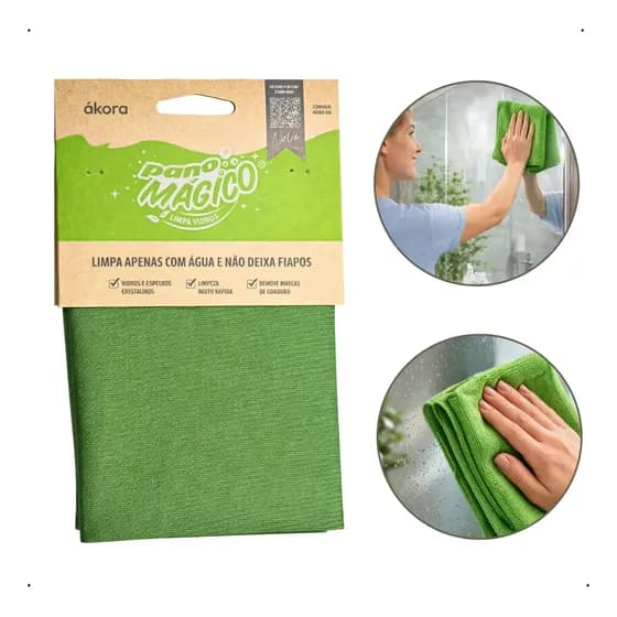 Pano Mágico Limpa Vidros Espelhos Com Agua Sem Fiapos Akora