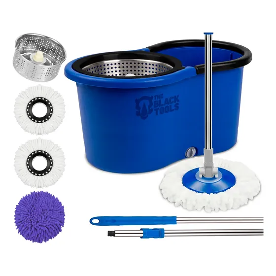 Mop Esfregão Giratório Com Balde Centrífuga Inox 360° 12l