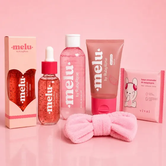 Kit Skincare Ruby Rose Melu + Faixa + Lenço Removedor | Comp