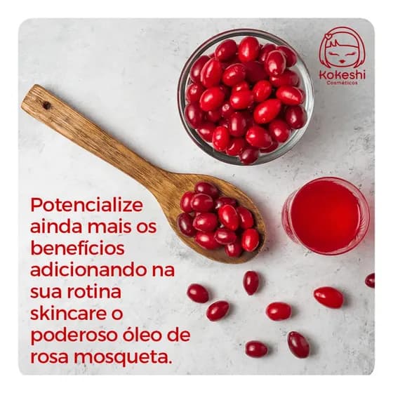 Kit Renovadores Faciais + Óleo De Rosa Mosqueta Kokeshi Com Óleo do arroz Farinha do arroz Óleo de rosa mosqueta Pantenol Óleo de amêndoa doce Chá verde e sálvia