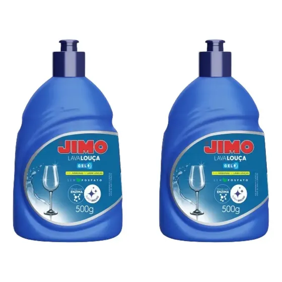 Kit Com 2 Jimo Lava Louça Gel Detergente Superbrilho 500g