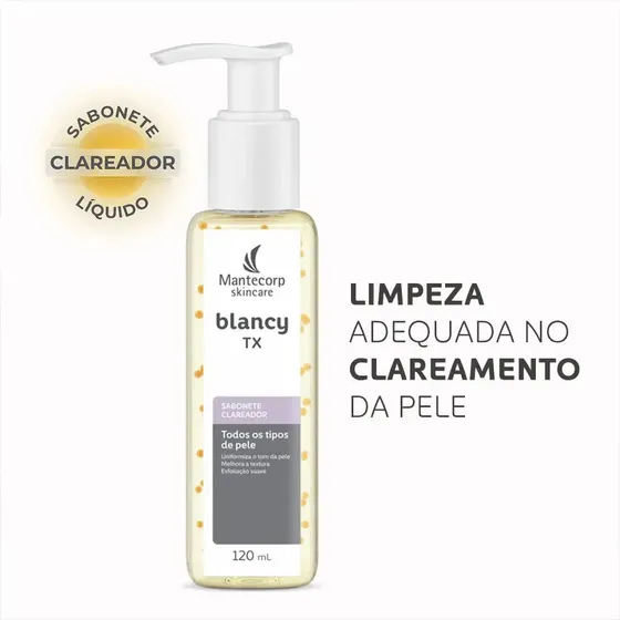 Sabonete Facial Clareador Blancy Tx 120ml Mantecorp Skincare Momento de aplicação Dia Noite Tipo de pele Todo tipo de pele