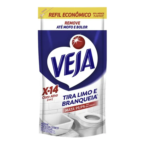 Limpador Tira Limo Veja X14 com Cloro Ativo 400ml Refil