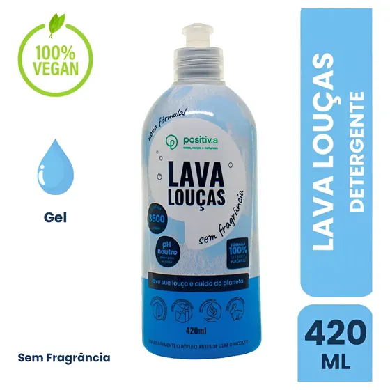 Detergente Gel Neutro Vegano Hipoalergênico 420ml Positiva