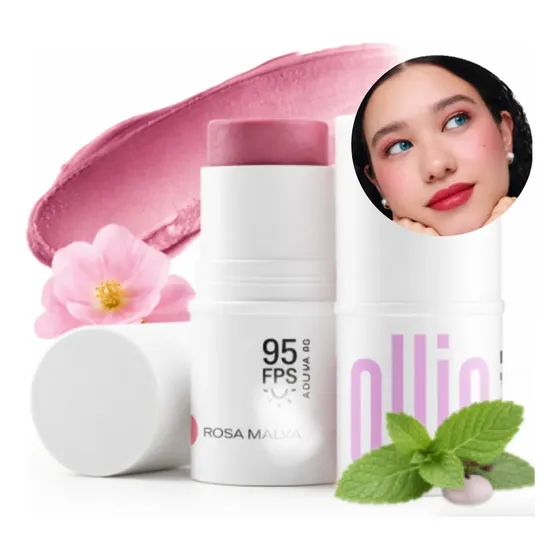Ollie Bastão Rosa Malva Blush, Batom E Sombra Iluminador