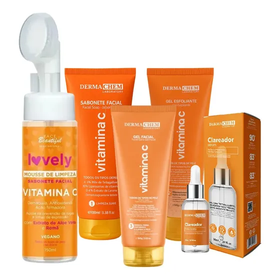 Skincare Anti-idade Dermachem+sérum Clareador+mousse Micelar