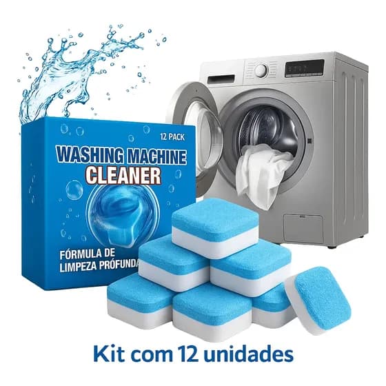 12 Tabletes Pastilhas Higienizar Limpar Máquinas Lavar Roupa