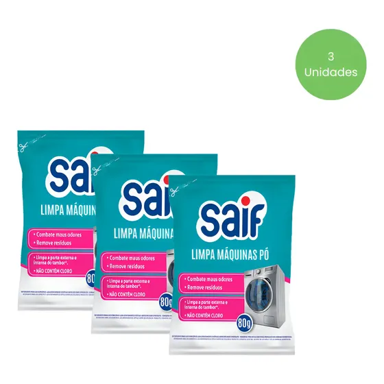 Kit 3 Limpa Máquinas Em Pó Saif 80g