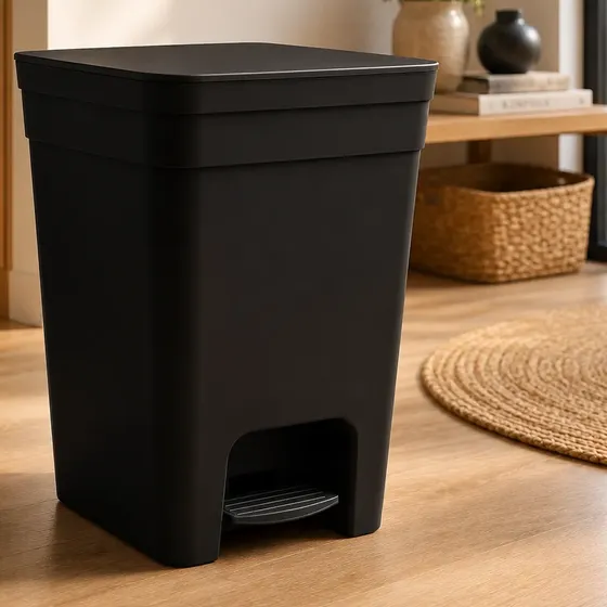 Lixeira Para Cozinha De 7,5l Preto Banheiro Com Pedal Lixo