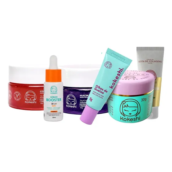 Kit Kokeshi Completo 6 Itens Hidratação E Tratamento Facial