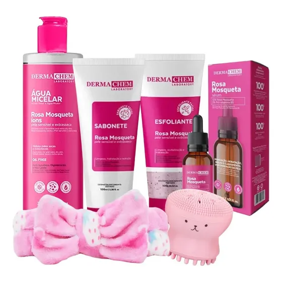 Kit Limpeza Pele Skincare Rosa Mosqueta Lançamento Dermachem