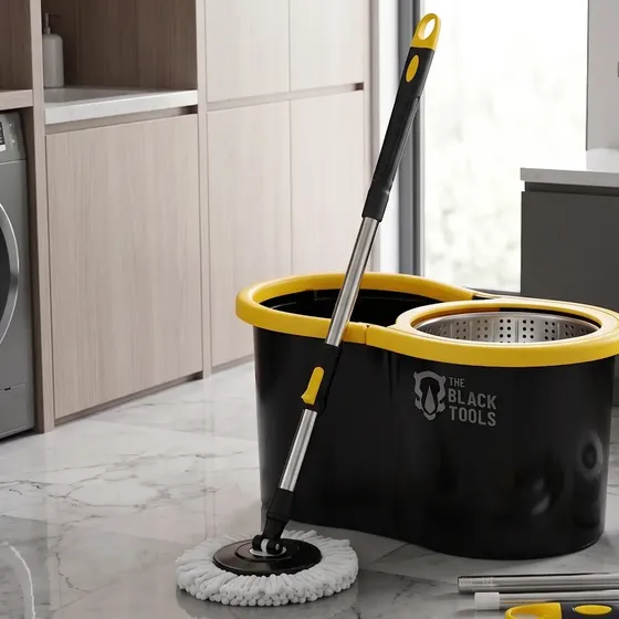 Mop Giratório 360° Balde Inox 8 Litros Centrífuga C/ 2 Refis