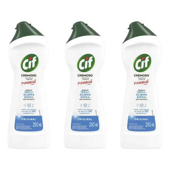 Kit 3 Sapólio Cremoso Multiuso Limpeza Milagrosa