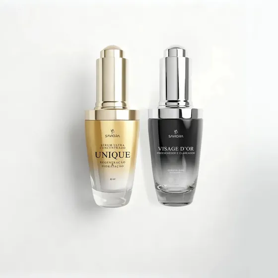 Kit Skincare Sérum Facial Visage D'or E Unique Saviora Todo Tipo De Pele Dia/noite