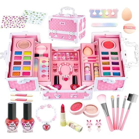 Conjunto De Maquiagem Com Maleta Infantil Lavável Presente
