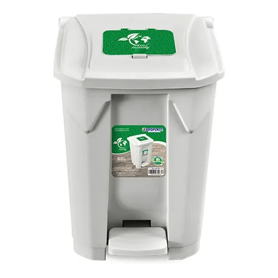 Lixeira Organizadora Multiuso 60 Litros Com Roda Pedal E Tampa Click Branca 25754pm Arqplast