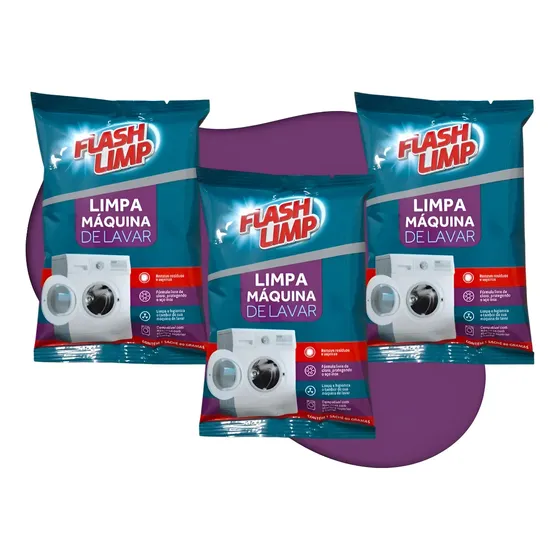 Kit 3 Limpa Máquina De Lavar Roupa Louça 80g Em Pó Limpeza