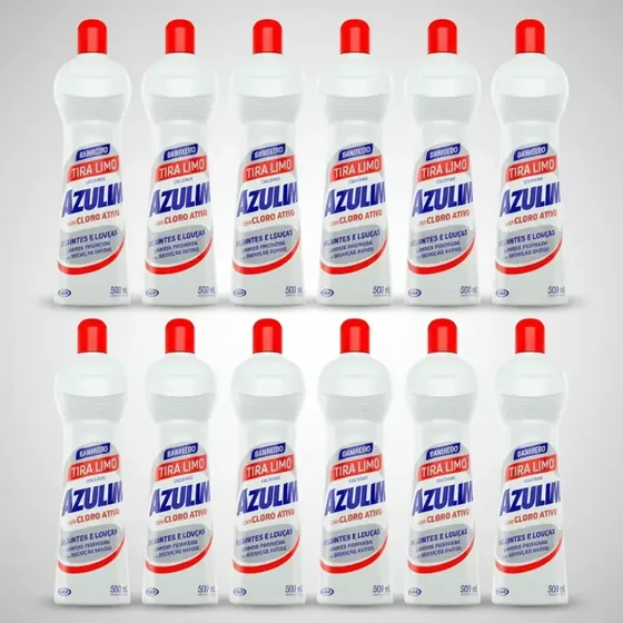Cx Kit 12 Unid Tira Limo Cloro Ativo Rejuntes E Louças 500ml