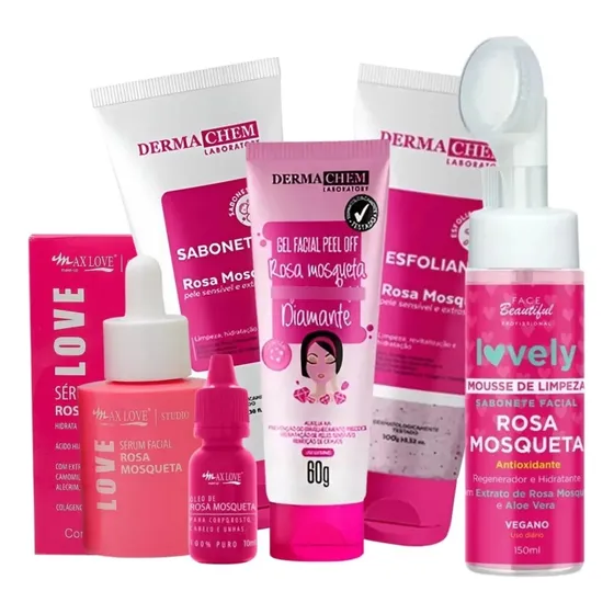 Kit Skincare Rosa Mosqueta Dermachem +sérum+mousse+oleo Novo