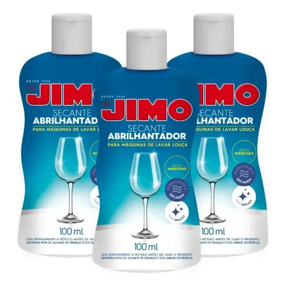 3 Secante Abrilhantador Máquina Lava Louça 3x100ml Jimo