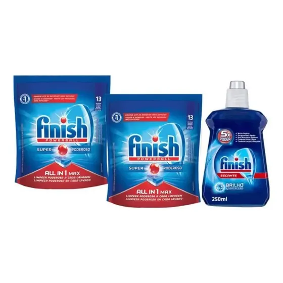 Kit Finish Detergente Powerball e Secante para Lava-louças 250ml