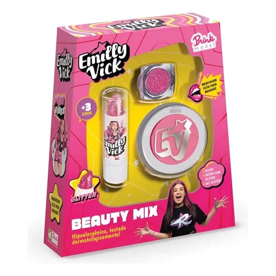 Kit Maquiagem Infantil Rosa Beauty Mix Emilly Vick Brink Model