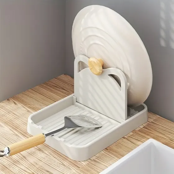 Suporte De Tampa E Colher Para Pia De Cozinha Beige
