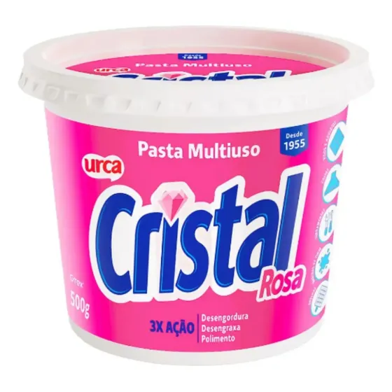 Pasta Rosa Cristal Sabão multiuso Pote 500g