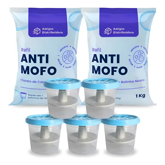 Cloreto De Cálcio Antimofo Amigos Distribuidora 2kg +5 Potes