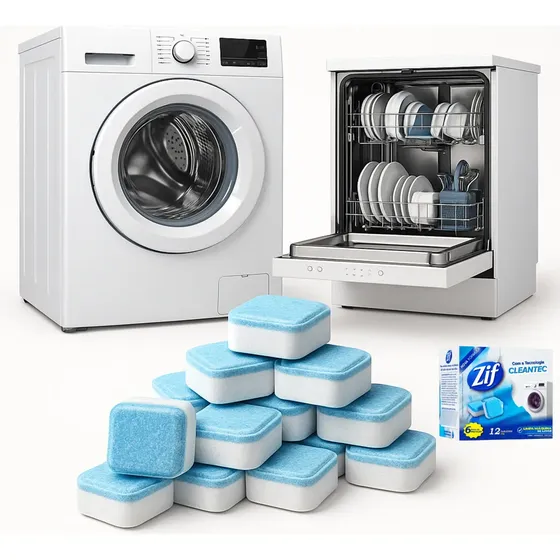 Kit 12un Tabletes Pastilha Limpa Maquina Lavar Roupas Louças