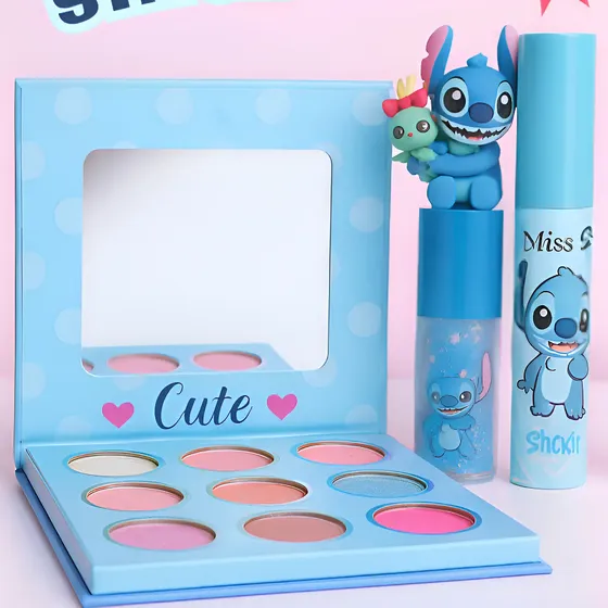 Kit Maquiagem Infantil Stitch Paleta Gloss Rímel Criança