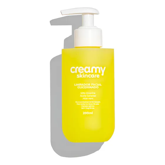 Creamy Skincare Limpador Facial Glicerinado 200ml | Limpeza Profunda, 50% Glicerina, Hidratação Intensa, Acalma a Pele | Peles Secas e Sensíveis, Dia e Noite 15+